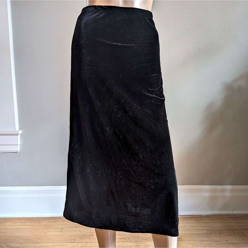 Vintage Y2K My Michelle Black Velvet Midi Skirt Whimsigoth Witchy Size M